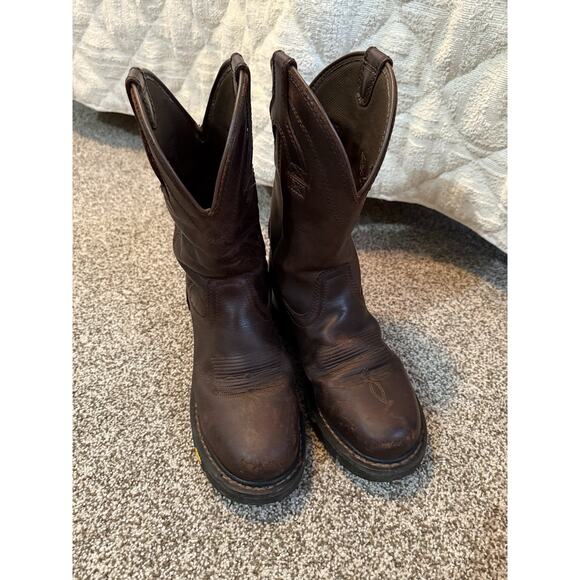 Justin Leather Boots Vibram Soles Brown WK2120 Steel Toe size 8D main image 5